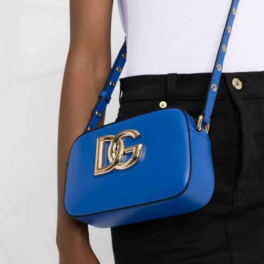 DOLCE & GABBANA 3.5 DG Logo Plaque Blue Crossbody Camera Bag